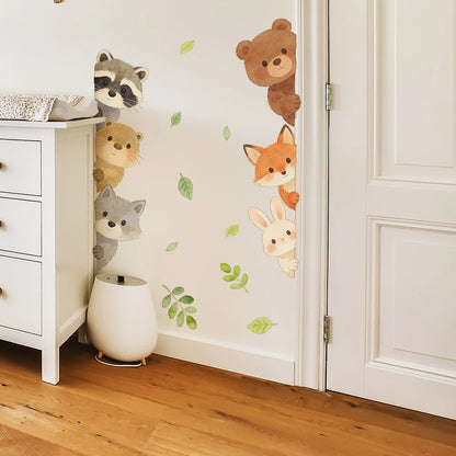 Cute Forest Animals Wall Stickers for Kids Rooms Children Boys Girls Baby Room Decoration Nursery Wallpaper Vinyl Elephant Lion