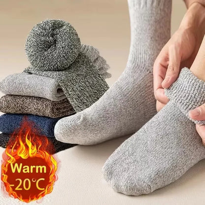 5 Pairs Autumn Winter Thick Towel Warm Socks Harajuku Men Women Keep Warm Socks  Cotton Solid Color Casual Wool Socks Gifts