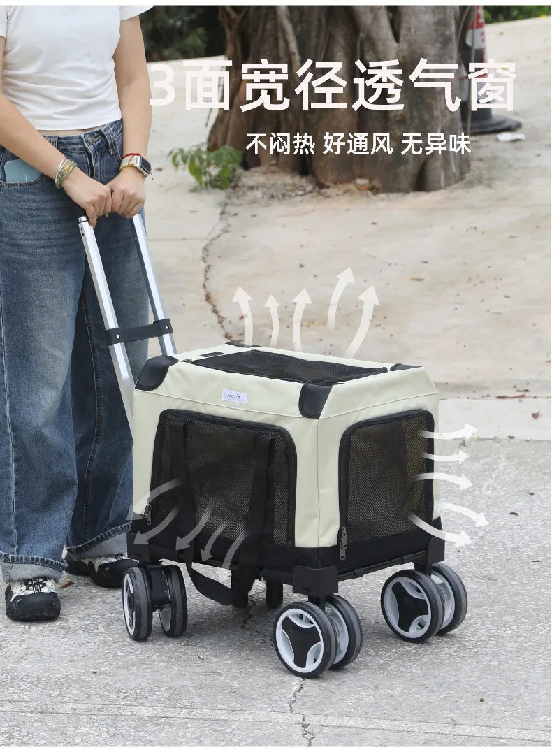 FurStarLarge Pet Rolling Carrier With Wheels Multi-Cat Travel Trolley Bag Spacious Dog Carrier Backpack Portable Car Seat Pet St