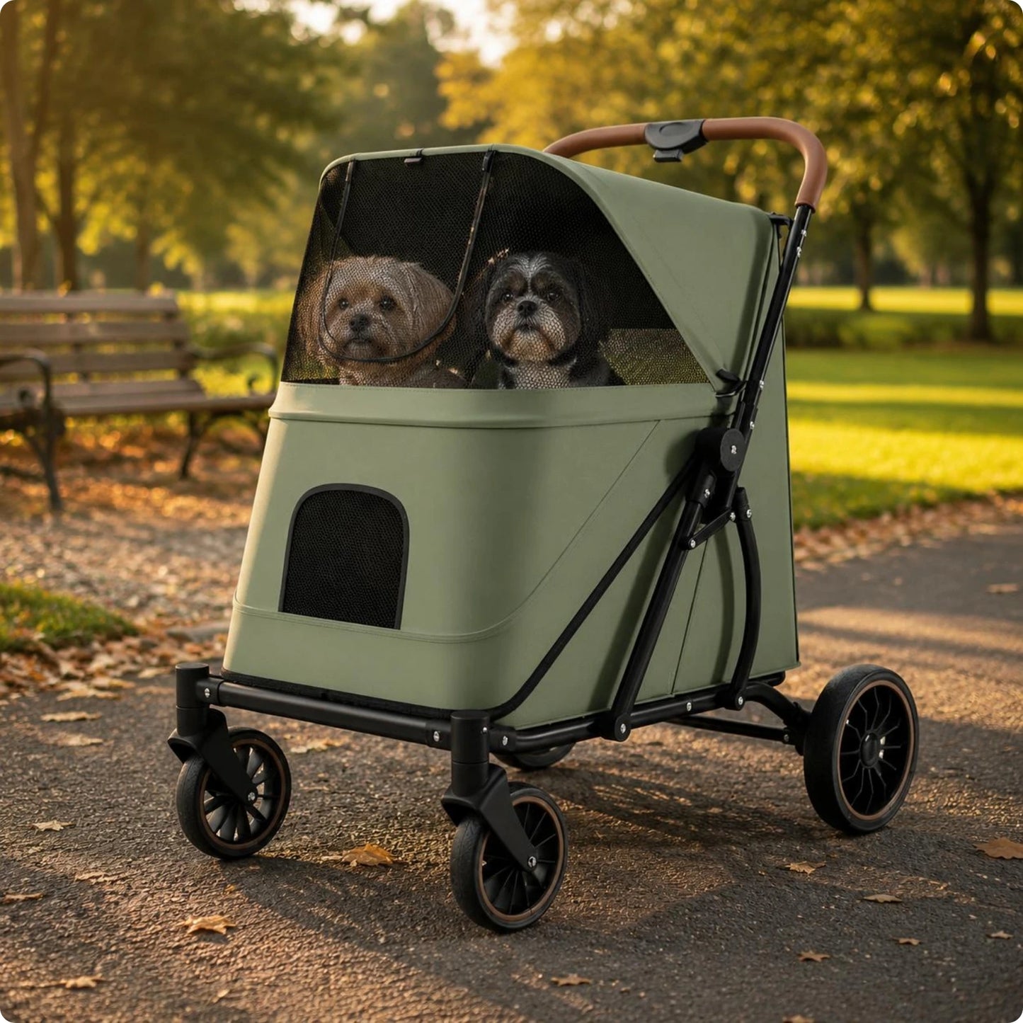 Large Dog Stroller Swivel Wheels Foldable Pet Stroller Pet Travel Enclosed for Other Pets, Outdoor Walking, Transport