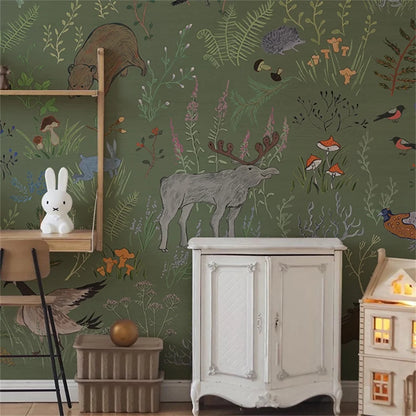 custom Animal floral American wallpaper for children's room Nordic boys and girls bedroom warm Milu deer wall paper wall cloth