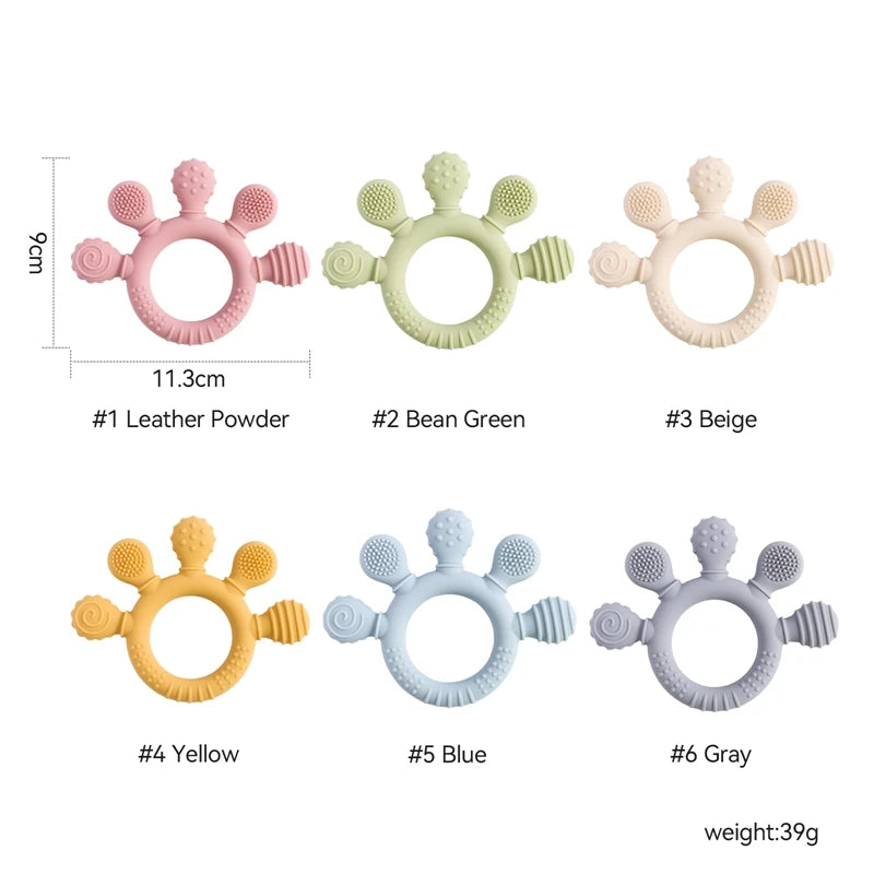 BPA-Free Baby Silicone Teether Sensory Toy Food-Grade Chewable Toy Teething Ring Easy-Grip Infant Teething Toy Newborn Gift
