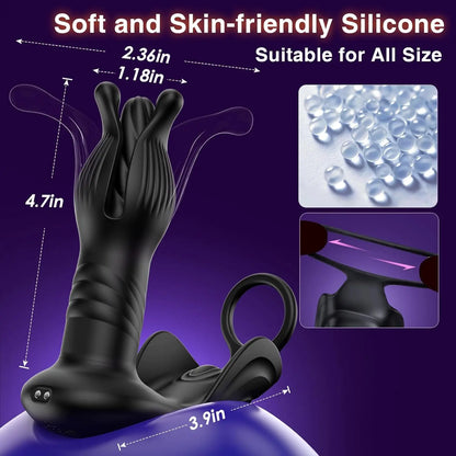Prostate Massager Anal Plug with 9 Tension Shock Flapping Thrusting Vibrating Butt Plug APP Control Male Vibrator Adult Sex Toys