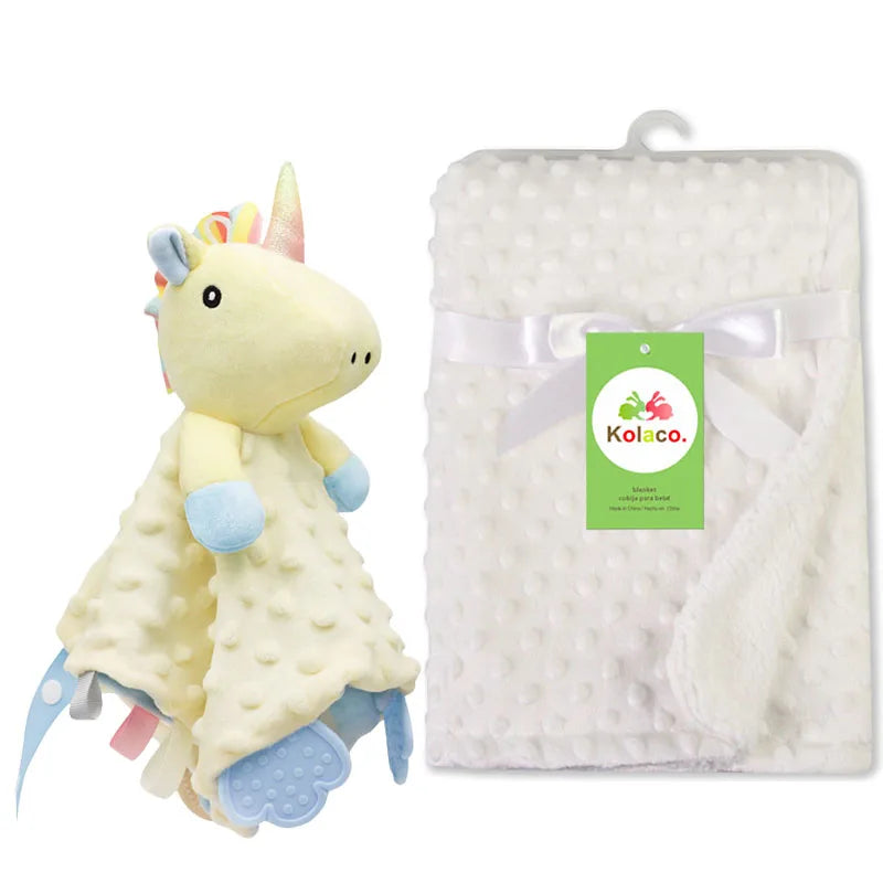 Custom Name Baby Blanket Personalized Baby Shower Gift Soft Minky Dot 2-in-1 Blanket & Lovey Set for Boys Girls