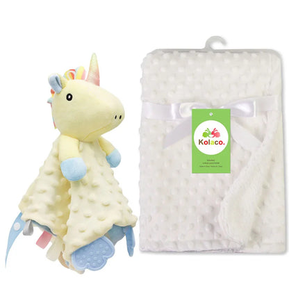 Custom Name Baby Blanket Personalized Baby Shower Gift Soft Minky Dot 2-in-1 Blanket & Lovey Set for Boys Girls