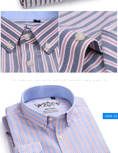 Classic Fit Cotton Full Casual Shirts for Men Solid Color Long-Sleeve Plain Shirt Single Pocket Top Soft Slim Fit Formal Clothes