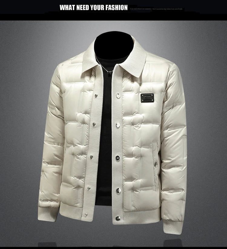 Minglu Autumn Winter Single Breasted Men's Jackets High Quality Solid Color White Duck Down Casual Down Male Coats Plus Size 5XL