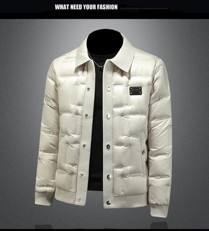 Minglu Autumn Winter Single Breasted Men's Jackets High Quality Solid Color White Duck Down Casual Down Male Coats Plus Size 5XL