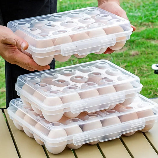 Egg Holder Plastic Egg Storage Box Egg Organizer for Fridge Portable  Tray with Lid for Refrigerator Camping Hiking Outdoor