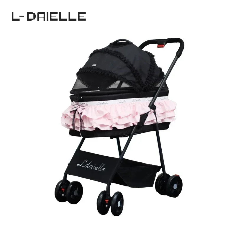 LDAIELLE High-end  Pet cart Small and light foldable Yorkshire outdoor travel
