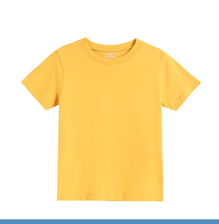 2-16 Years Summer Kids Boys Girls T-shirts Solid Cotton Breathable Teenager Short Tops Children's Tees Casual Shirt Baby Clothes