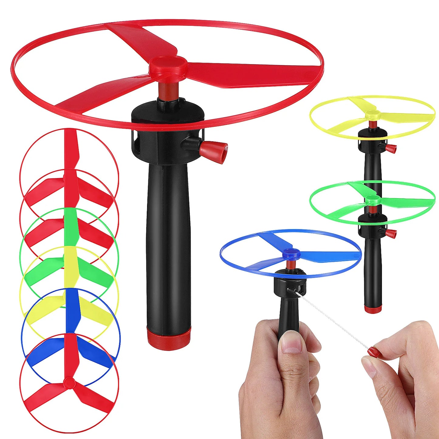10pc Kids Outdoors Pull String Flying Disc Propeller Helicopter Toys Fun Game Sports Flying Spin Top Toys Children's Prizes