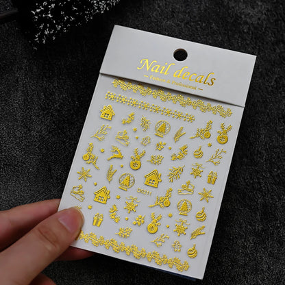Winter Christmas Atmosphere Nail Stickers Snowman Snowflake Wapiti Self-adhesive High Quality Cute Nail Stickers Nail Art Deco