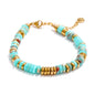 Yhpup Colorful Natural Stone Beads Chain Handmade Bracelet Bangle Waterproof Bohemia Stainless Steel Y2K Trendy Jewelry Gift