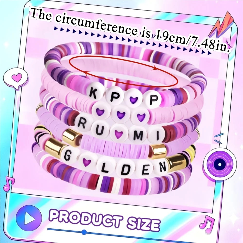 6pcs Korean Pop K-Pop Bracelet Set Multicolor Kpop Group Lettering Jewelry Durable Fan Accessory Concert Cosplay Birthday Gift