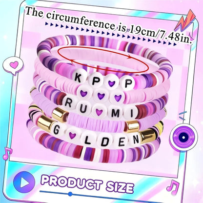 6pcs Korean Pop K-Pop Bracelet Set Multicolor Kpop Group Lettering Jewelry Durable Fan Accessory Concert Cosplay Birthday Gift