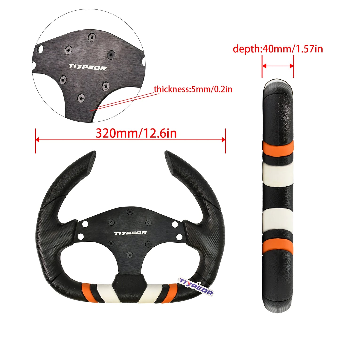 Tiypeor PU 320mm Seering Wheel for Simulate Racing Game Drift Sports Style Wheel