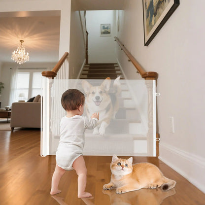 Dog Gate Indoor Puppy Gate Retractable Dog Fence Wide Barrier No Drilling Screen Pet Supplies Child Safety for Hallways Stairs