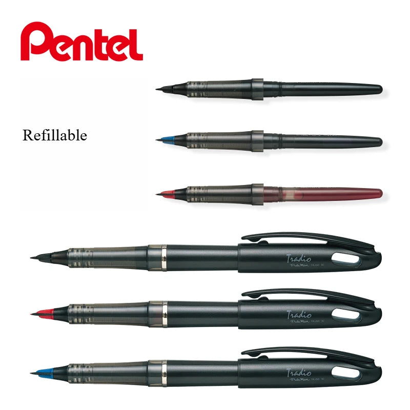 1PC Pentel TRJ50 Tradio Stylo Fountain Pen Flexible Nib Creates A Variety of Line Width From Thick To Thin for Sketch Drawing
