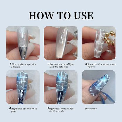 10/20pcs Gold Sliver Round Nail Art Magnetic Bead Set Multi-Functional Colorful Magnet Stick For Water Wave Ripple Cat Eye Desig