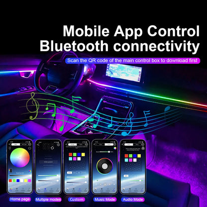 14/18 in 1 Led Acrylic Car Ambient Light RGB 64 213 Color Symphony Acrylic APP Streamer Atmosphere Lamp Kit One Zone Dual Zone