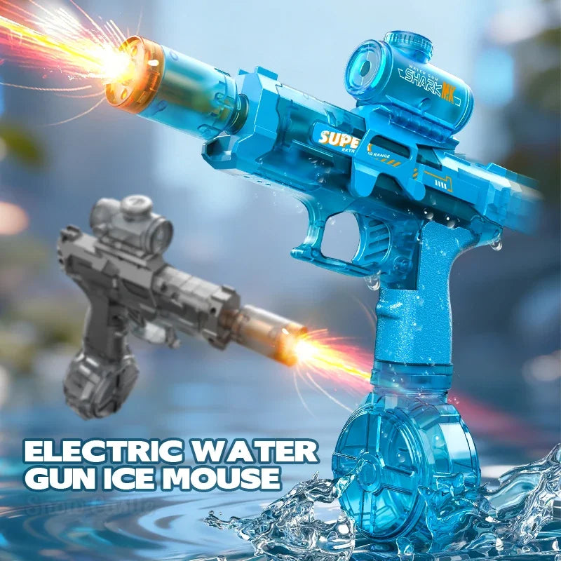 Children Electric Water Gun Simulated Firing Automatic Water Blasters with Led Light Summer Outdoor Beach Pool Shooting Game Toy