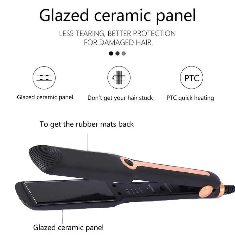 Tinsol 2-in-1 Hair Straightener Curling Iron Ceramic Plate Negative Ion Wide Plate Temperature Adjustable Hair Straightener