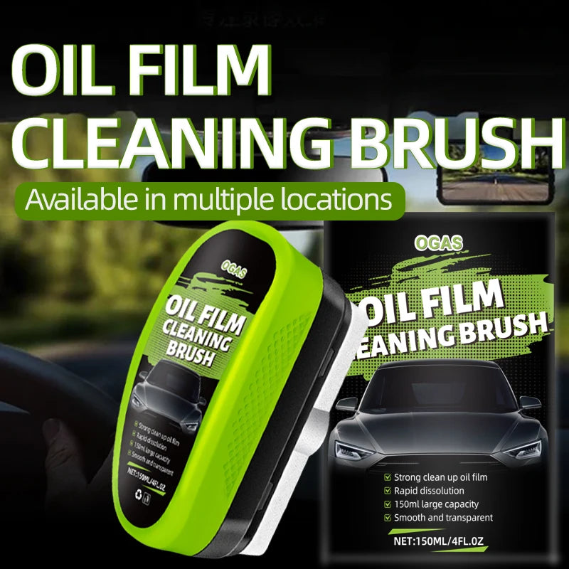 OGAS Automotive Car Glass Oil Film Cleaning Brush,150ml Glass Oil Film Remover for Car Window,Windshield Brush For Car Care
