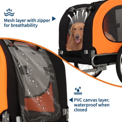 Heavy Duty 2-in-1 Dog Bike Trailer & Jogging Stroller for Medium/Large Dogs - 88 Lb/40 kg, Ventilated Waterproof Cabin, Collapsible Steel Frame, Quick-Release Wheels, All-purpose Hitch (20-29' Bikes)