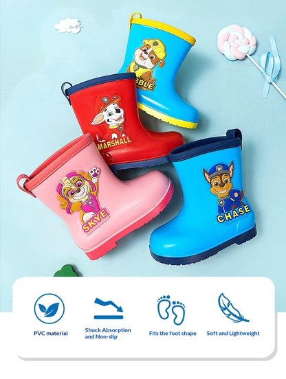Genuine PAW patrol Rain boots Mars Skye Rubble Chase, Colorful Options Durable Footwear for Toddlers in Wet Condition
