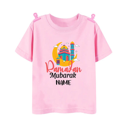 Personalized Eid Mubarak Printed Kids Shirts Custom Name Eid Ramadan Child T-shirt Tops Islamic Muslim Holiday Boys Girls Outfit