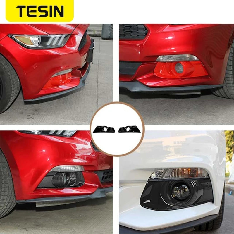 TESIN Car Front Bumper Fog Light Lamp Decoration Cover Trim for Ford Mustang 2015 2016 2017 ABS Lamp Hoods Exterior Accessories