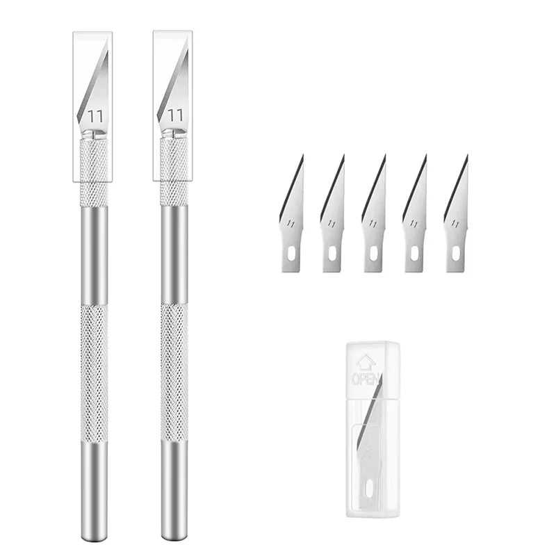 Engraving Non-Slip Metal Scalpel Knife Kit 5pcs Blades Cutter Craft Knives For Mobile Phone PC DIY Repair Hand Tool Accessories