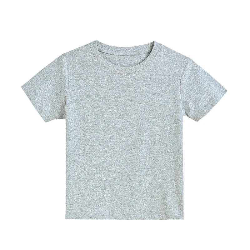 2-16 Years Summer Kids Boys Girls T-shirts Solid Cotton Breathable Teenager Short Tops Children's Tees Casual Shirt Baby Clothes