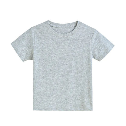 2-16 Years Summer Kids Boys Girls T-shirts Solid Cotton Breathable Teenager Short Tops Children's Tees Casual Shirt Baby Clothes