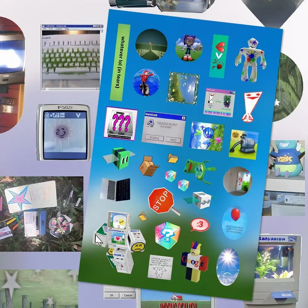 8/16sheets y2k Gen Z Electronic Memories Style Retro Dreamcore Collages Journals Diary Scrapbook Stickers