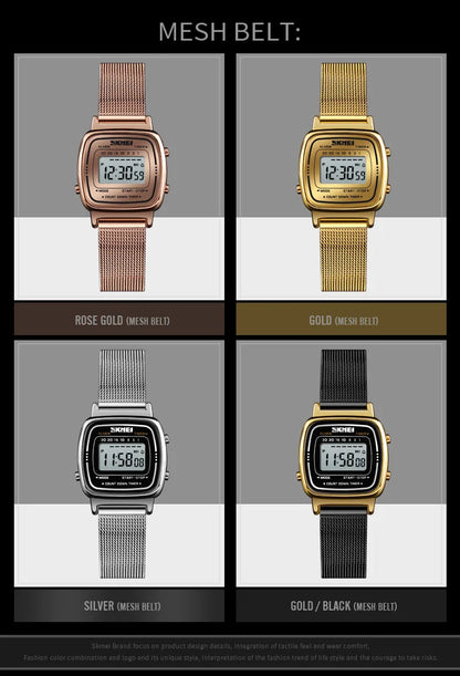 SKMEI 1901 Luxury Women Watches Small Dial Digital Chrono Calendar Watch Waterproof Ladies Wristwatch Clock Montre femme 1620