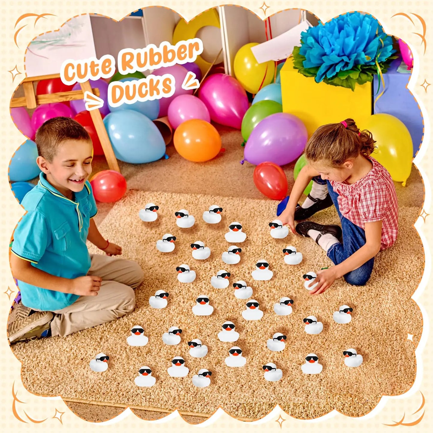 6/12/24/48PCS  White Duck Toys Mini Rubber Ducks Squeak and Float Ducks Shower Toy for Toddlers Boys Girls