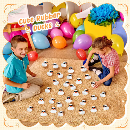 6/12/24/48PCS  White Duck Toys Mini Rubber Ducks Squeak and Float Ducks Shower Toy for Toddlers Boys Girls
