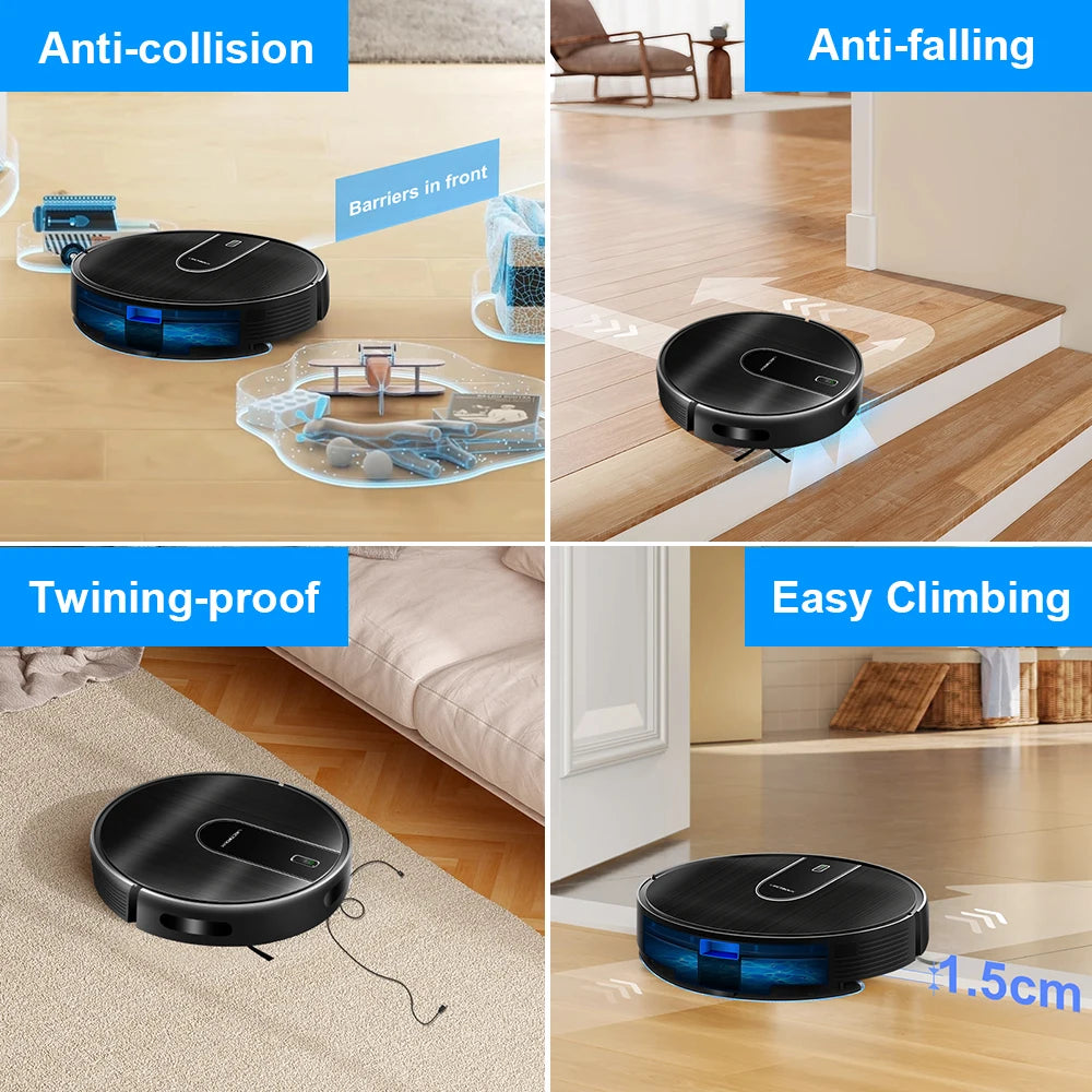 Robot Vacuum Cleaner LIECTROUX N7S-U,Smart Mapping,WiFi App,6KPa,5200MAH ,Brushless Motor,Ideal for Pet Hair