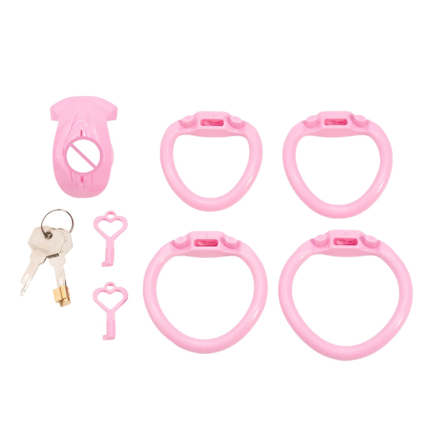 Realistic Vagina Chastity Cage Negative Cock Cage with 4 Size Rings Sissy Love Lock Mini BDSM Penis Abstinence Adults Sex Toys