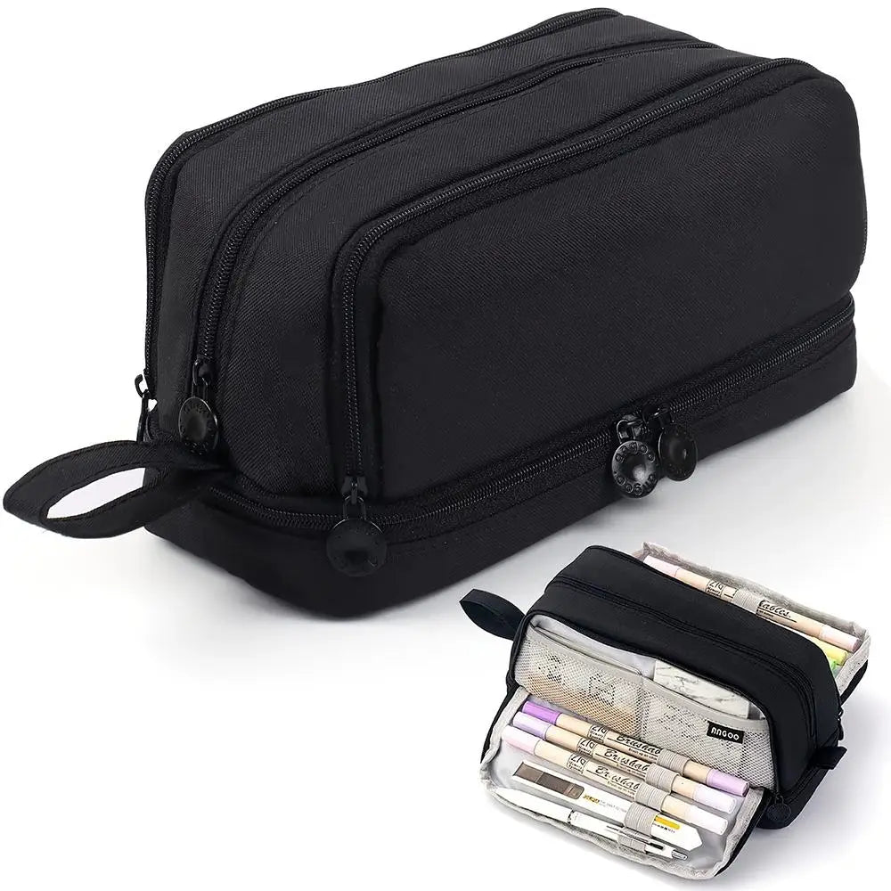 Macaron Color Large Capacity Pencil Case Multi Layer Compartments Eco Friendly Material Zipper Closure for School Storage Bag
