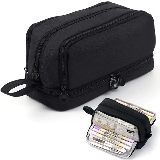 Macaron Color Large Capacity Pencil Case Multi Layer Compartments Eco Friendly Material Zipper Closure for School Storage Bag