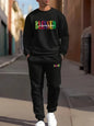 Autumn Casual Men's Long-Sleeve Set Trendy Gradient Print Outdoor Crew Neck Long-Sleeve Top & Casual Pants Two-Piece Set