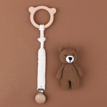 Baby Pacifier Clip Crochet Koalas Handbell Rattle Doll Teether Pacifier Chain Clips Set Dummy Chain Cartoon Teething Toy
