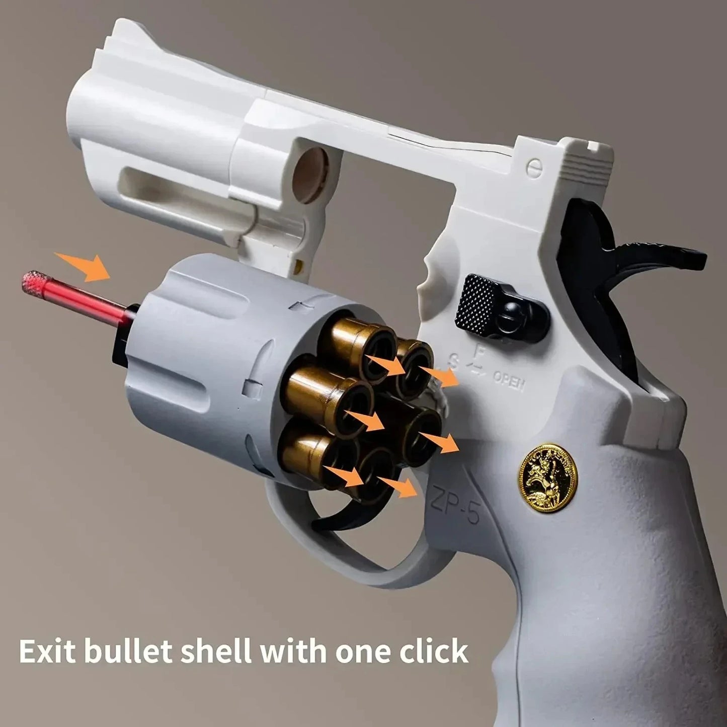Continuous Firing ZP5 357 Revolver Launcher Pistol Soft Dart Bullet Toy Gun for Kids Adults CS Outdoor Battle Game Play
