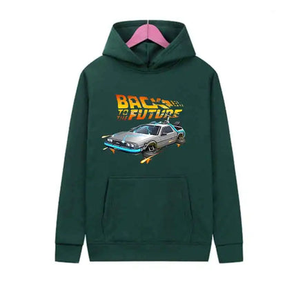 Back To The Future Retro DeLorean Car Print Hoodie Long Sleeve Tops Men Casual Streetwear Pullover Spring Autumn Unisex Clothing