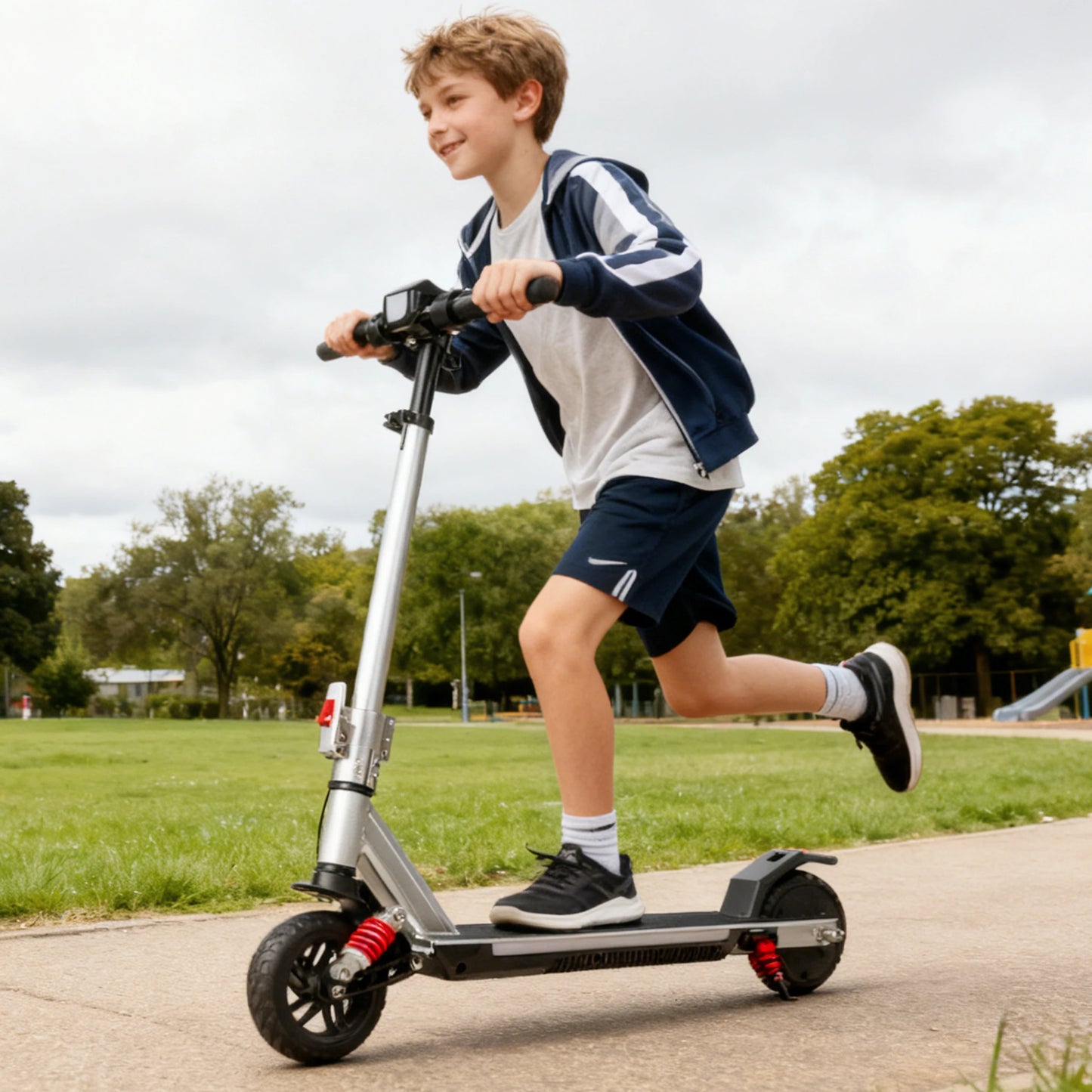 Sinaopus 6.5'' Electric Scooter for Kids 150W Motor, 126Wh Battery, 3-Height Adjustable Handlebar, Front Suspension, Foldable E-Scooter