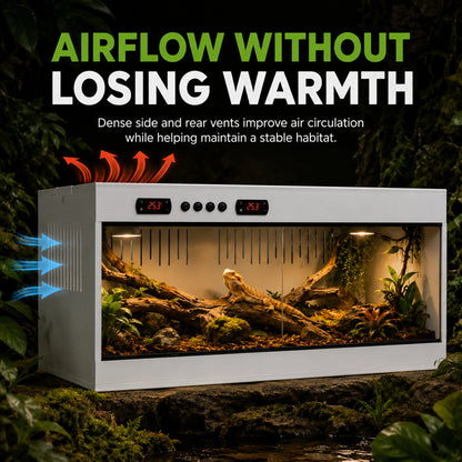 PVC Reptile Enclosure with Tempered Glass, Stackable Bearded Dragon Tank – Heavy Duty Terrarium for Amphibians, Reptilians, Arachnids