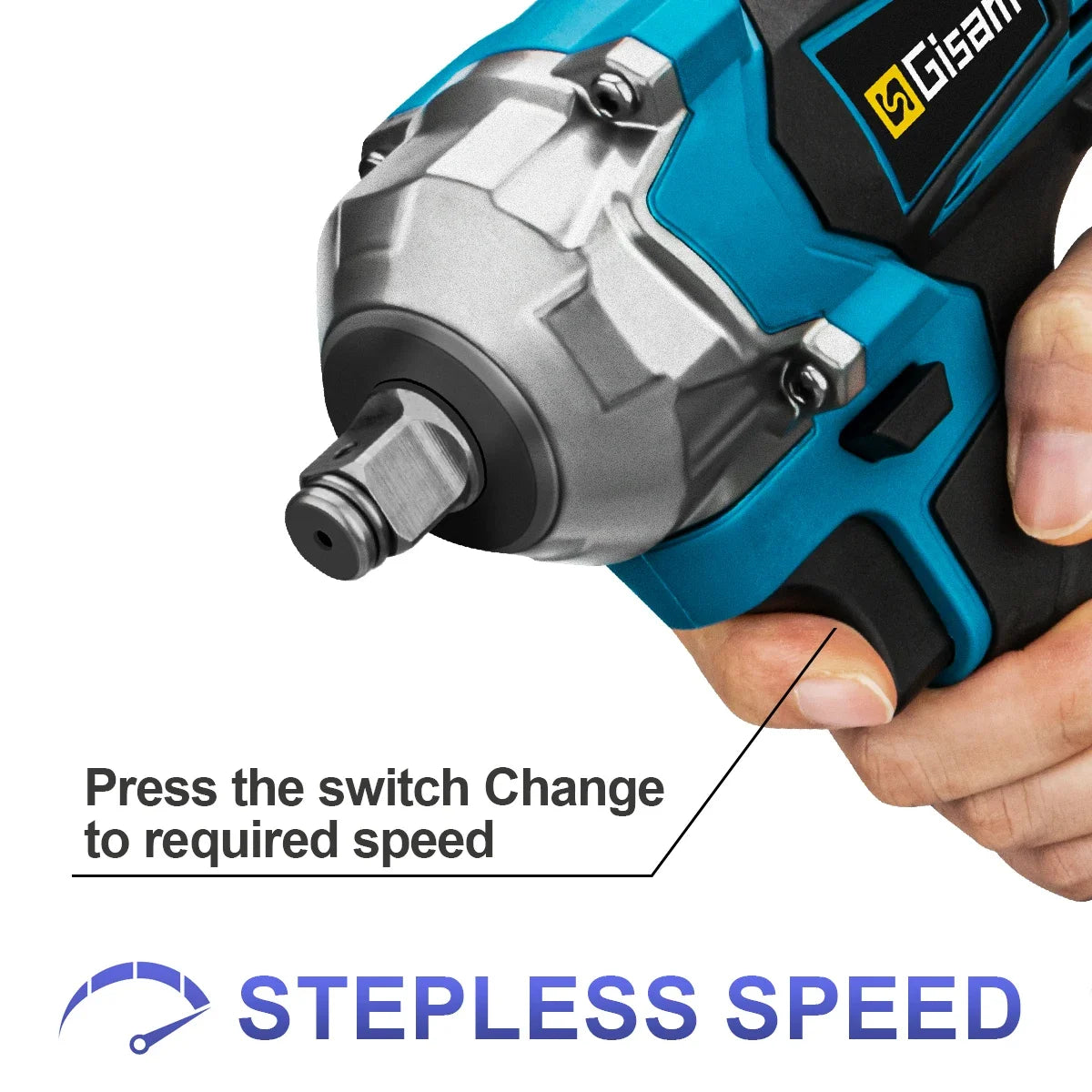 Gisam 1200N.M Brushless Electric Impact Wrench 1/2 inch Screwdriver Cordless Electric Wrench Tools for Makita 18V Battery Pins